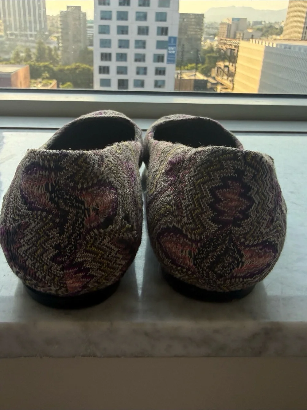 Missoni Multicolor Knit Pattern Ballet Flats — Black, Purple, Yellow Accents